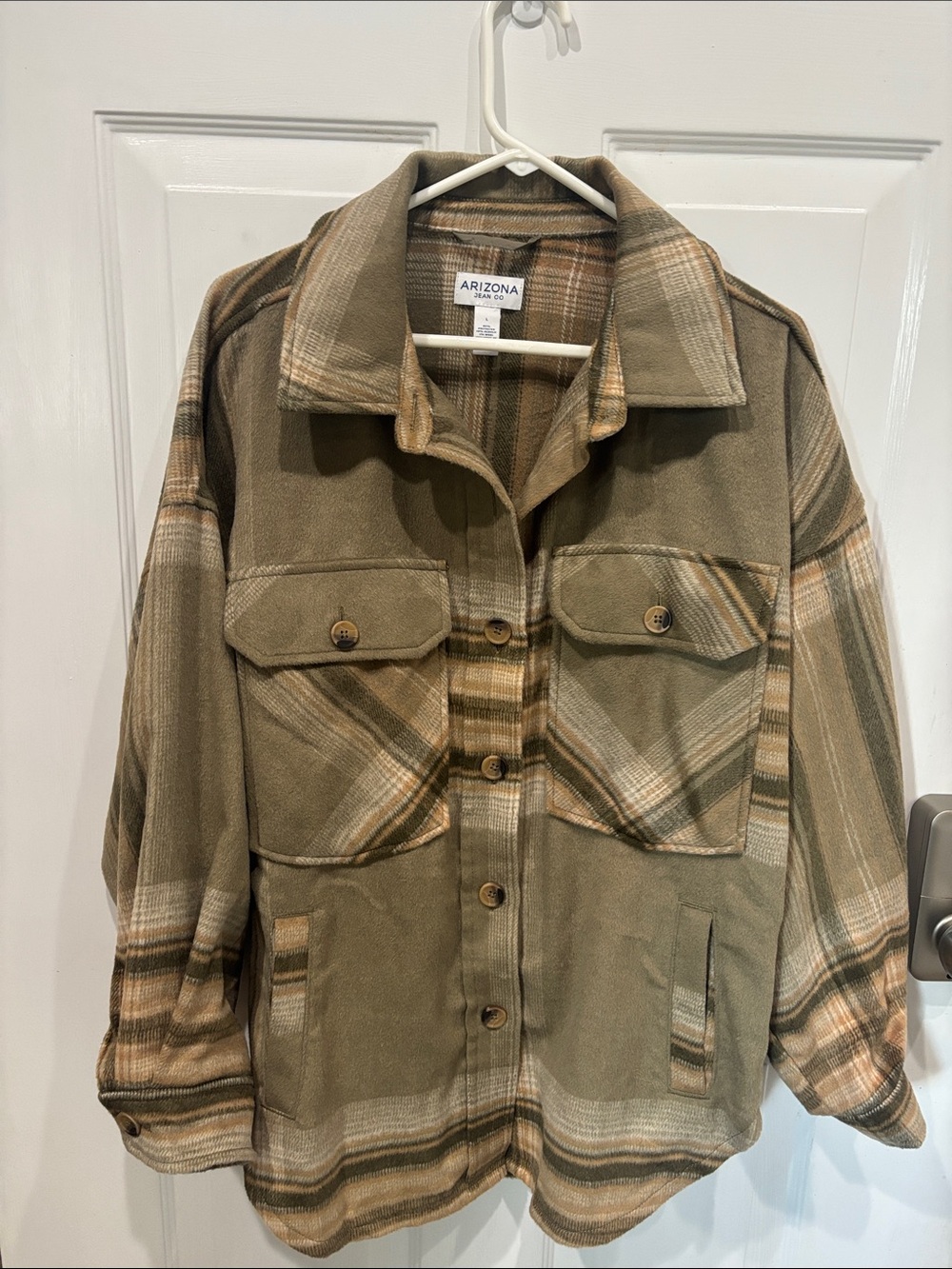 Arizona Jean Company Brown and Tan Plaid Shirt Jacket